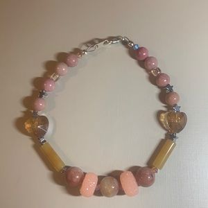 Yellow Jade and Pink bracelet